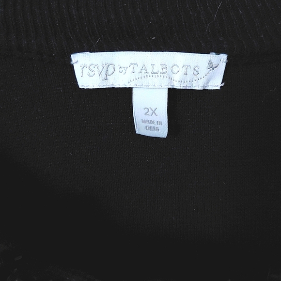 Talbots rsvp | black long sleeved sweater with beaded collar plus sized - Picture 3 of 7